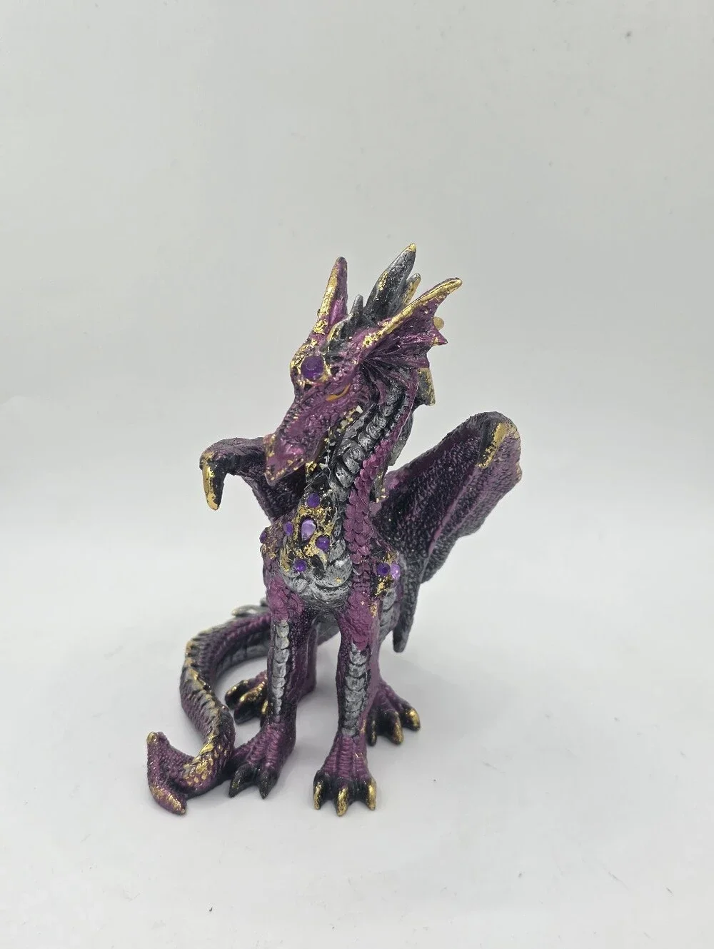 Purple Resin Dragon With Rhinestones
